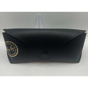 Ray-Ban Case for Eyeglasses Sunglasses Black Pebble Leather Snap Closure